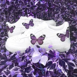 Nike Air Force 1 Purple Lilac Monarch Butterfly Custom Shoes Men Women Kids